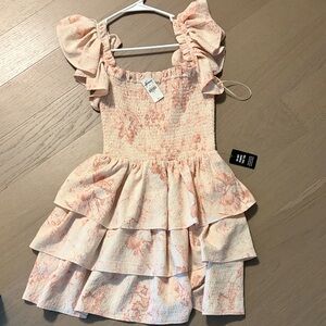 NWT Express Pink tiered ruffle dress with bodice